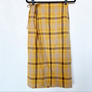 Daisy Street Yellow Plaid Wrap Front Skirt Size 4